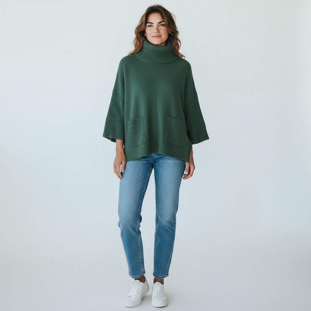 LOFT Turtleneck Dolman‎ Sleeve Sweater Women’s Size M Forest Green